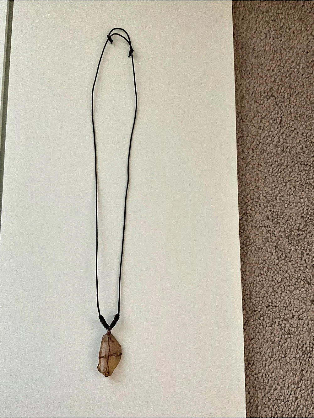 Vintage Boho Wire Wrapped Citrine Quartz Crystal Pedant